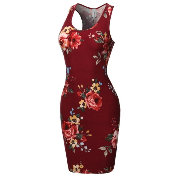 FashionOutfit Women's Fitted Floral or Camouflage Printed Sexy Body-Con Racer-Back Fitted Dress