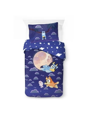 Bluey Kids Comforter and Sham, 2-Piece Set, Twin/Full, Reversible, Blue andWhite, BBC