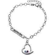Personalized Planet Women's Rhodium Plated "My true love" Birthstone Heart Bracelet