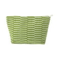 thumbnail image 1 of Ofertas Únicas 1 Pc Bolsa de Maquillaje de Rayas Tejidas Verde de Poliéster, 1 of 1