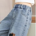thumbnail image 6 of KAOOCXU Summer New Trousers For Girl Cartoon Bowknot Printed Stylish Jeans Wide Leg Denim Bell-Bottoms Pants Designed Casual Formal Occasions Clothing, 6 of 9