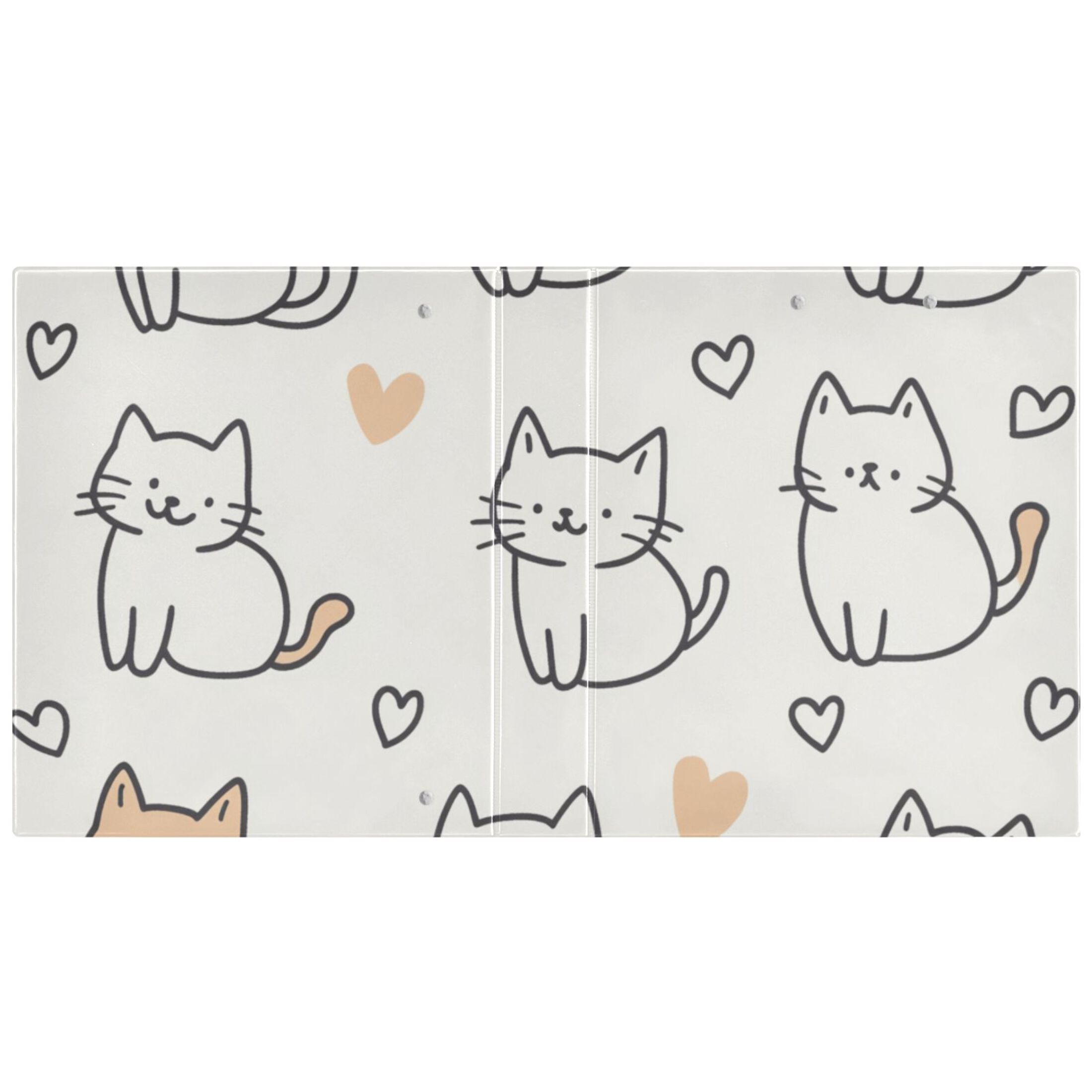 Cute Cats Hearts 3 Ring Binders 1.5 inch Hardcover File Folders with Interior Pockets A4 Size Organizer for School Office Hospital