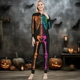 thumbnail image 2 of HNMKIU Halloween Family Matching Skeleton Print Hooded Zip Up for Mom and Kid Cozy Cartoon Animal Pajama Jumpsuit, 2 of 6