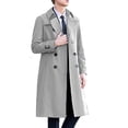 thumbnail image 4 of Mens Trench Coat Double Breasted Long Jacket Casual Windbreaker Notched Lapel Belted Overcoat Gray M(M), 4 of 4