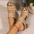 thumbnail image 2 of CQONEPT Tassel Sandals Women Wedge Shoes: Comfortable Womens Orthopedic Sandal Dressy Summer Flip Flops Fashion Walking Wedges with Adjustable Beige Size 5.5, 2 of 6