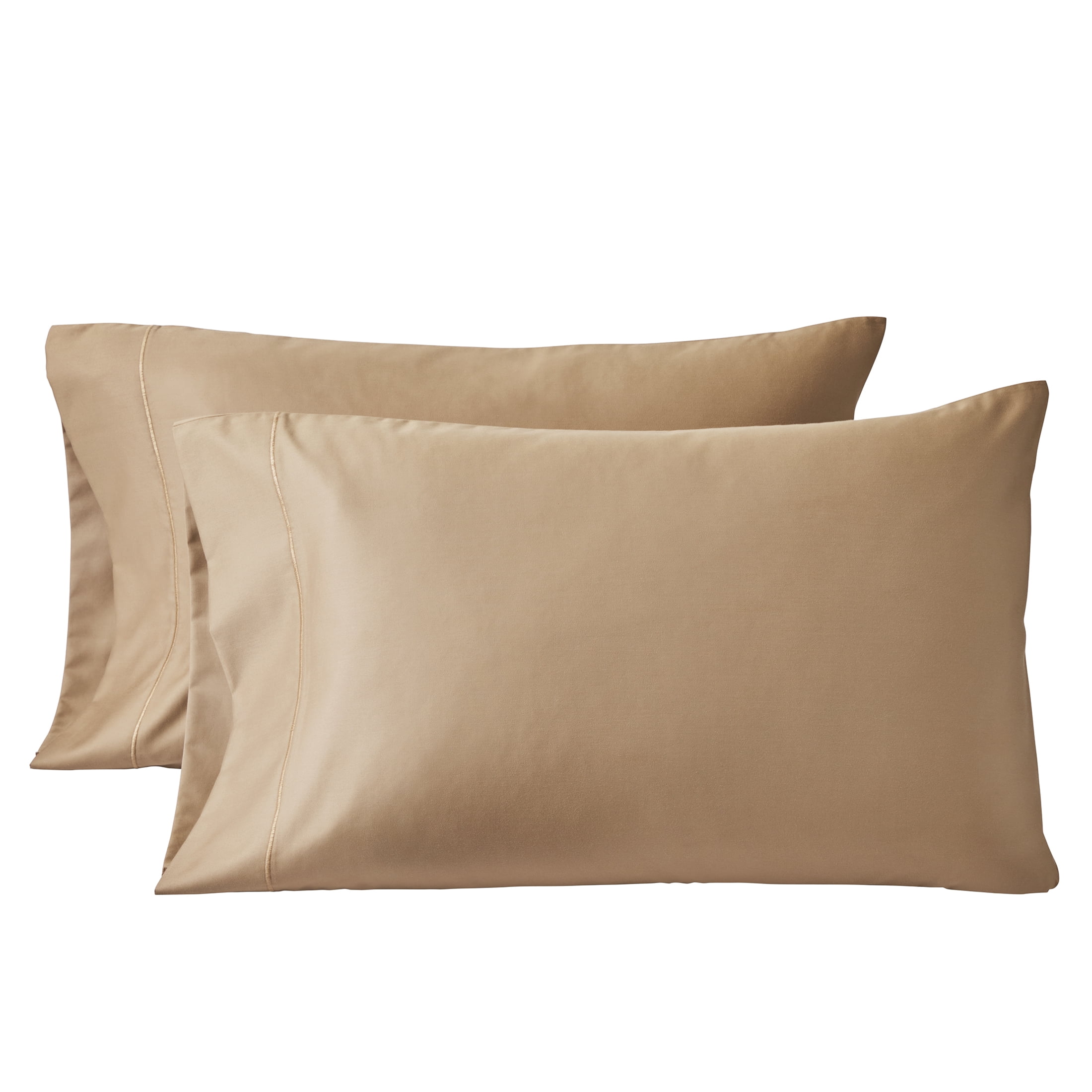 Better Homes & Gardens 2-Piece 100% Cotton 400 Thread Count Dark Caramel Performance Pillowcase Set, Standard/Queen