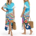 thumbnail image 2 of FUIALDOLG Flower Fluid Womens Swimsuit Coverup Summer Long Maxi Button Down Bikini Beach Bathing Suit Cover Up Dress, 2 of 6