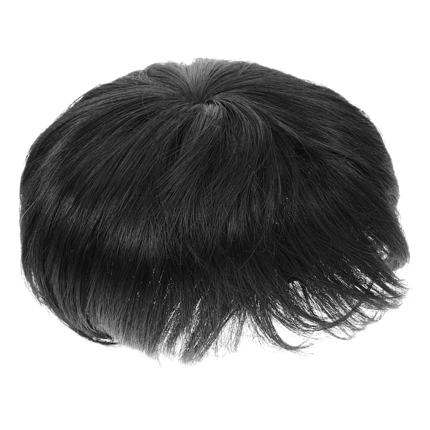 Peluca de pelo corto para hombre, ligera, cómoda y con parche para cabello calvo, peluquín decorativo realista
