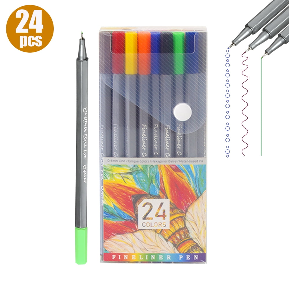 Set of 12/24 FineLiner Paint Marker 0.4mm Drawing Sketching Writing Pen Coloring 