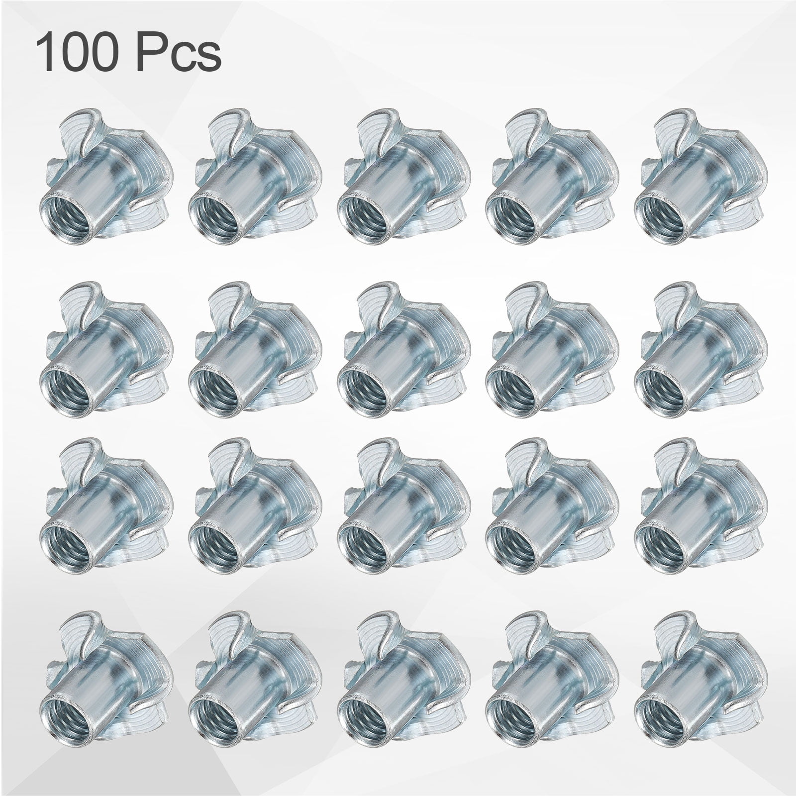 5/16x14mm T-Nuts 4 Pronged 0.83" x 0.55" Tee Nut Carbon Steel Fully Thread 100packs