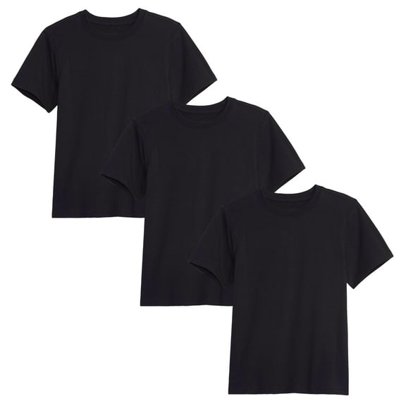 3-Pack Boys Short Sleeve Crew Neck Premium Soft Cotton Blend T-Shirt Tee (XS-2XL)