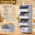 Side Panel Options Gray-2pack 4-Tier Hanging Closet Organizer with Reinforced Side Panels ...