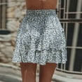 thumbnail image 4 of Viikei Summer Skirts for Women Skirts Clearance Sale Skirt Plus Size Summer Casual Bohe High Waist Ruffled Floral Print Beach Short Skirt, 4 of 9