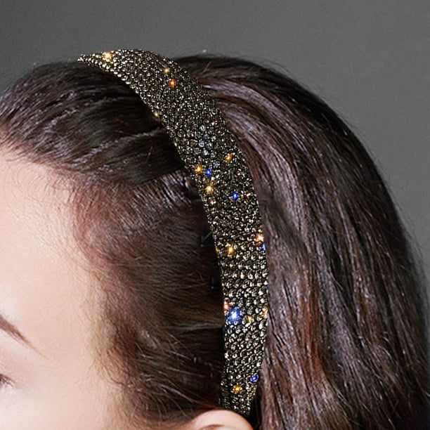 Glitter Rhinestones Diademas Accesorios para el cabello Diademas anchas Diademas de cristal de diamante Bejeweled para mujer Mujer , negro BLESIY Diademas de esponja