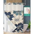 thumbnail image 2 of No Hook Shower Curtains with Snap in Liner, Vintage Botanical Flowers Waterproof Fabric Shower Curtain, Rustic Floral Beige Burlap Double Layers & See-Through Top Window Bathroom Curtains 72''x84'', 2 of 6