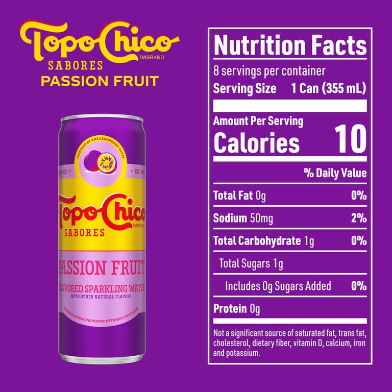 Topo Chico Sabores Passionfruit Flavored Sparkling Water, 12 fl oz, 8 Pack photo 8