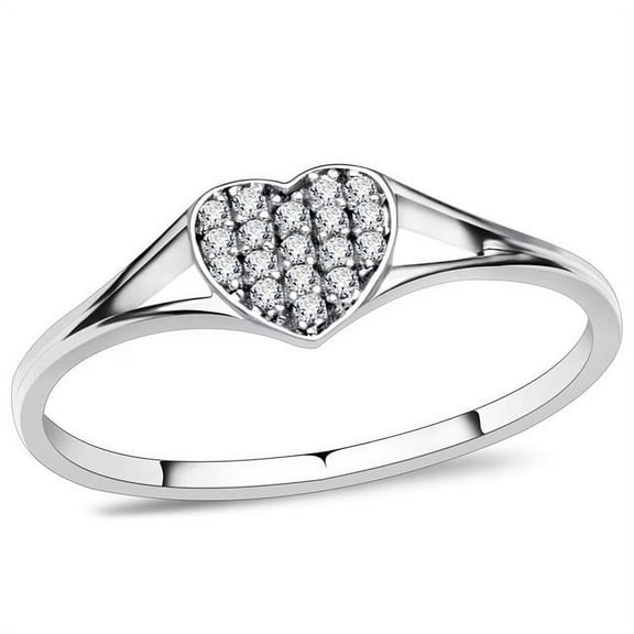 Alamode TS073-5 Women Rhodium 925 Sterling Silver Ring with AAA Grade CZ in Clear - Size 5