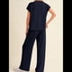 thumbnail image 5 of Conjunto Informal de Dos Piezas de Punto Acanalado para Mujer, Camiseta de Corta y Pantalón , Ideal para el Hogar y para Viajes Azul Oscuro XL, 5 of 7