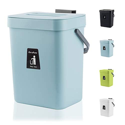 wuxiaobo Kitchen Compost Bin Hanging Small Trash Can with Removable Liner and Lid for Cupboard Bathroom Bedroom Office Under Sink Mountable Indoor Compost Bucket