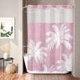 thumbnail image 2 of No Hook Shower Curtain, Peach Pink Palm Tree Shower Curtains for Bathroom with See Through Top Window, Summer Botancial Tropical Farmhouse Waterproof & Washable Bath Curtain Stall 48"x72", 2 of 9