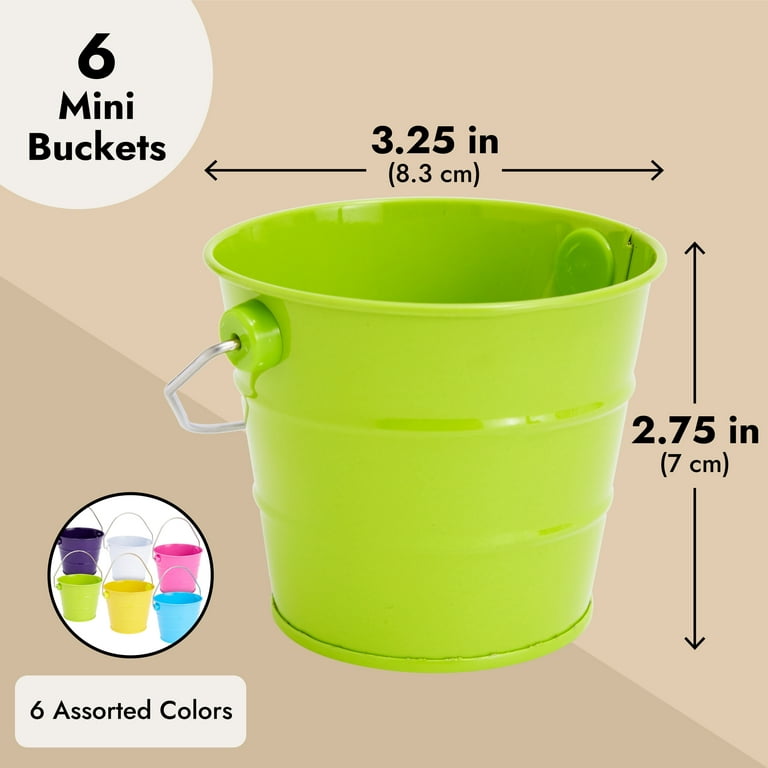 6Pcs 2x2 Small Metal Bucket Colorful Mini Buckets with Handles