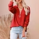 thumbnail image 3 of Blusas con cremallera para mujer Blusas de manga larga con cuello en V profundo FleinngHoz JD710495547, 3 of 5