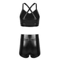 thumbnail image 2 of YiZYiF Kids Girls 2PCS Ballet Dance Tankini Outfit Sequins Crop Top with Metallic Bottoms for Gym Fitness, 2 of 7