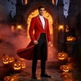 thumbnail image 6 of Victorian Frock Coat, Ringmaster Circus, Outfit Tailcoat, Long Tailcoat Magician, Long Tailcoat Magician Costume Gold Trim Victorian Frock Coat Ringmaster Circus Outfit for Movie Night, Red M, 6 of 6
