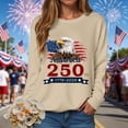 thumbnail image 2 of Leey-World 250 Years America Anniversary USA 250th Birthday Apparel T-Shirt Patriotic Tops for Women(Beige,2XL), 2 of 9