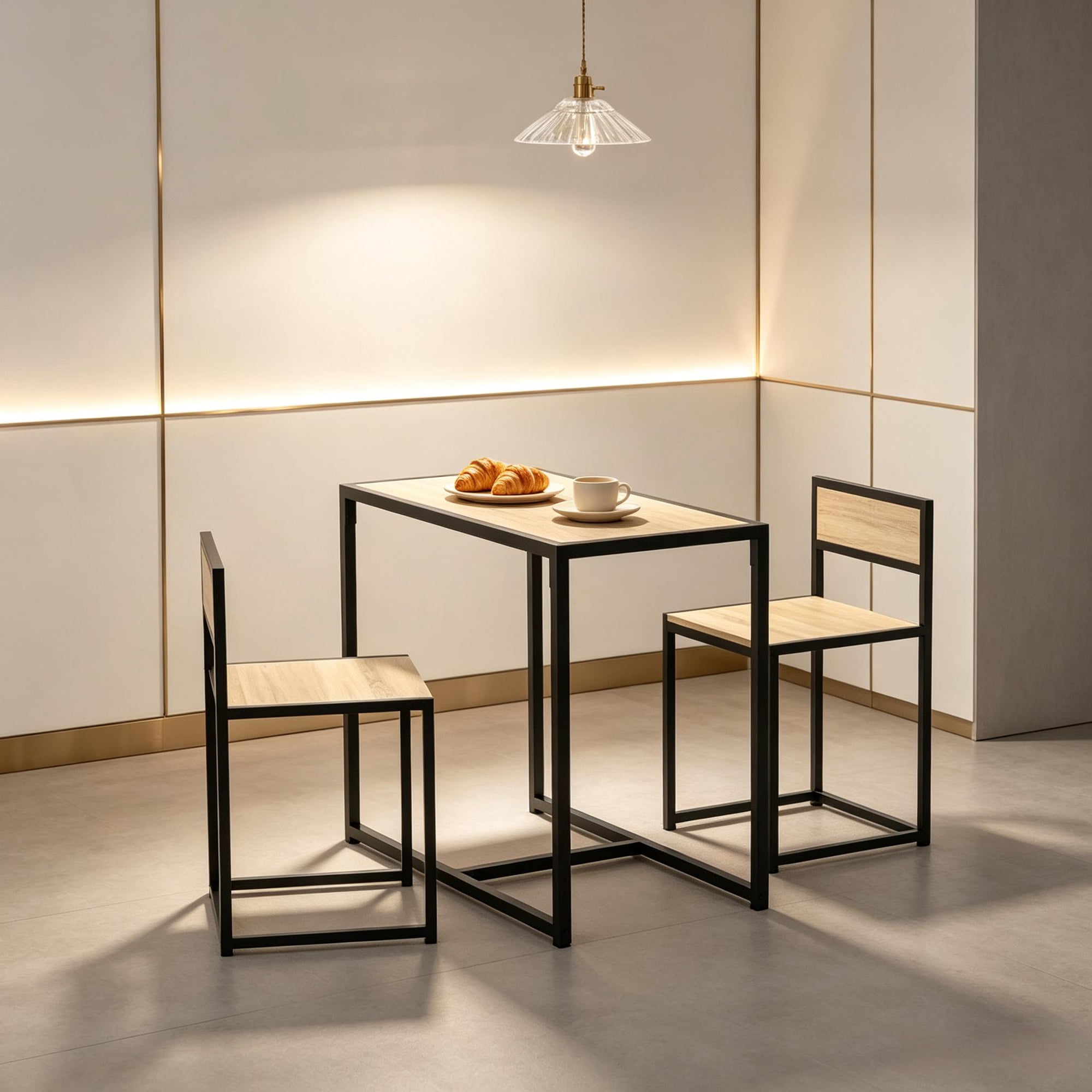 Minimalist 3-Piece Table and Chair Set Kitchen Table Furniture Set Dining Furniture Set Conversation Furniture Set