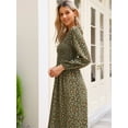 thumbnail image 4 of DARING DIVA Floral Smocked Long Puff Sleeve A-Line Boho Maxi Dress XS Brown, 4 of 6