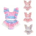 thumbnail image 6 of stylesilove Toddler Kid Girls Ice Cream Printed Ruffle 2pcs Bikini Set Flutter Tankini Swimsuit Bathing Suit Beach Swimwear (4-5 Years, Lilac), 6 of 7