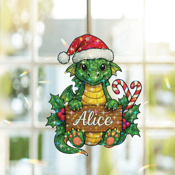 89Bloom Personalized Dragon Ornament, Custom Dragon craft stained glass, Suncatcher Craft Stained Glass