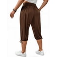 thumbnail image 4 of WellSize Plus Size Capris Pants for Women Lightweight Casual Joggers with Pockets Loose Fit High Waisted Pants, 4 of 7