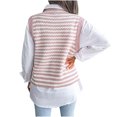 thumbnail image 4 of AOOCHASLIY 2023 Womens Sweater Women Fashion Casual Loose Stripe Splicing Sweater V-neck Sweater Vest, 4 of 5