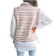 thumbnail image 4 of ICHUANYI Liquidación Mujer Moda Casual Suelto Raya Empalme Suéter Con Cuello En V Suéter Chaleco ICHUANYI WER202308244864, 4 of 5