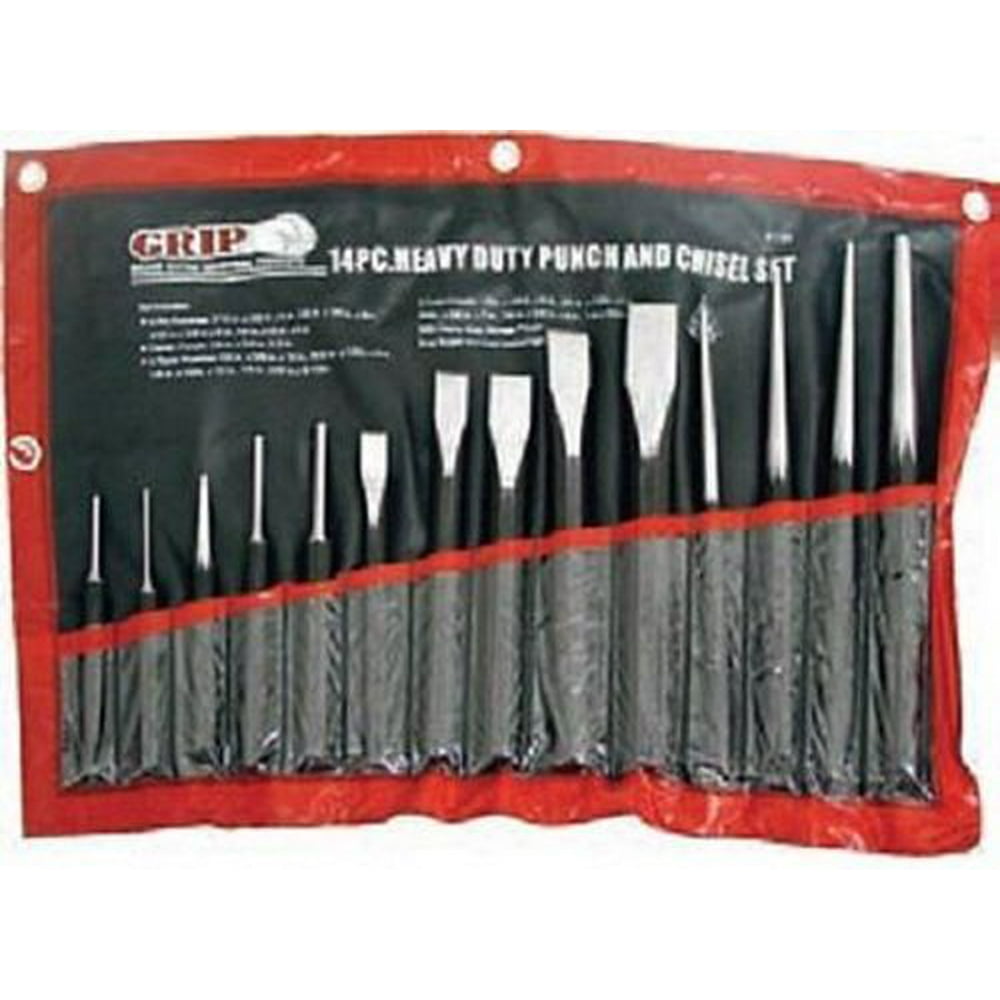 14pc GRIP Punch Chisel Set Pin Taper Center Cold Chisels Punches 61104