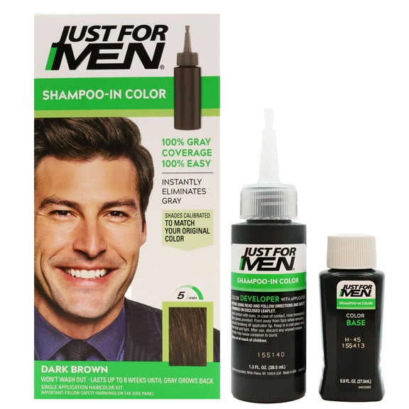Just For Men Shampoo-in Gray Hair Color, Dark Brown, H-45