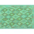 thumbnail image 1 of Ahgly Company Machine Washable Indoor Rectangle Southwestern Turquoise Blue Country Area Rugs, 8' x 10', 1 of 4