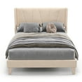 thumbnail image 2 of Costway Full Size Upholstered Bed Frame with Elastic Pockets Mattress Foundation Beige, 2 of 10