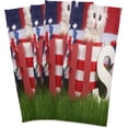 thumbnail image 4 of Three Fluffy White Small Kittens Sitting in Patriotic Designed Pots on Green Grass American Flag in Tea Towels Set of 6 Kitchen Dish Cloth with Hanging Loop, 18"x28"Lint-Free Absorbent Towel for, 4 of 5