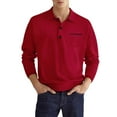 thumbnail image 3 of Jalioing Men's Solid Color Golf Shirts Collared Button Long Sleeve T Shirt Business Casual Tops with Pocket, 3 of 4