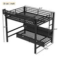 thumbnail image 3 of Queen over Queen Bunk Bed with Storage Shelves and 2 Drawers,Multifunctional Metal Bunk Beds with USB Ports,LED Lights,Safety Guard and Stairs,for Guest Room,Bedroom, Dorms,Noise Free,Black, 3 of 7