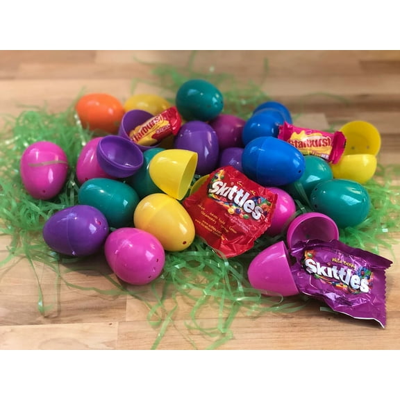 Pre-filled Easter Eggs, Egghunt Easter Eggs, candy-filled eggs with Starbursts and Skittles 50 count