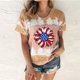 thumbnail image 1 of Fiudx Liquidación de Ahorros de Verano Camiseta de Manga Corta con Cuello Redondo y Estampado Del Día de La Independencia para Mujer, 1 of 4