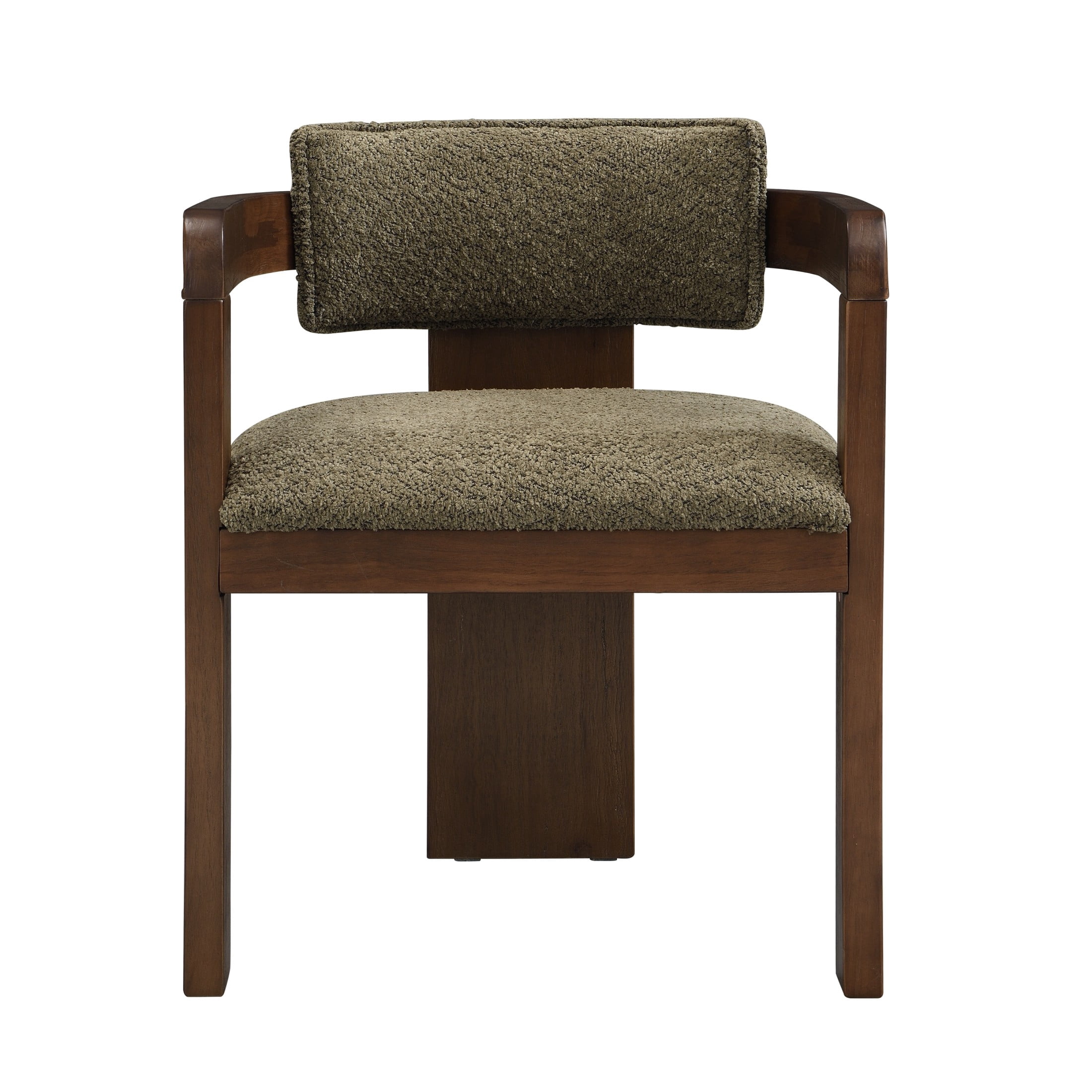 Christopher Knight Home Modern Upholstered Dining Chairs with Curved U-Back, Walnut+Green, Set of 2