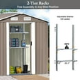 thumbnail image 2 of 6x4 FT Outdoor Storage Shed with Shelf, Metal Lean-to Garden Shed with Lockable Door for Bike, Garbage Can, Tool, Lawnmower, Outside Steel Sheds Storage Galvanized for Backyard, Patio, Lawn, Brown, 2 of 10