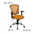 thumbnail image 6 of Flash Furniture Mid-Back Orange Mesh Swivel Task Office Chair with Chrome Base and Arms, 6 of 12