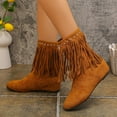 thumbnail image 2 of Dakaela Bottes Mi-Mollet en Suède à Franges pour Femmes, Bout Rond, Style Western, Bottillons à la Cheville, Chaussures Habillées d'Extérieur, 2 of 8
