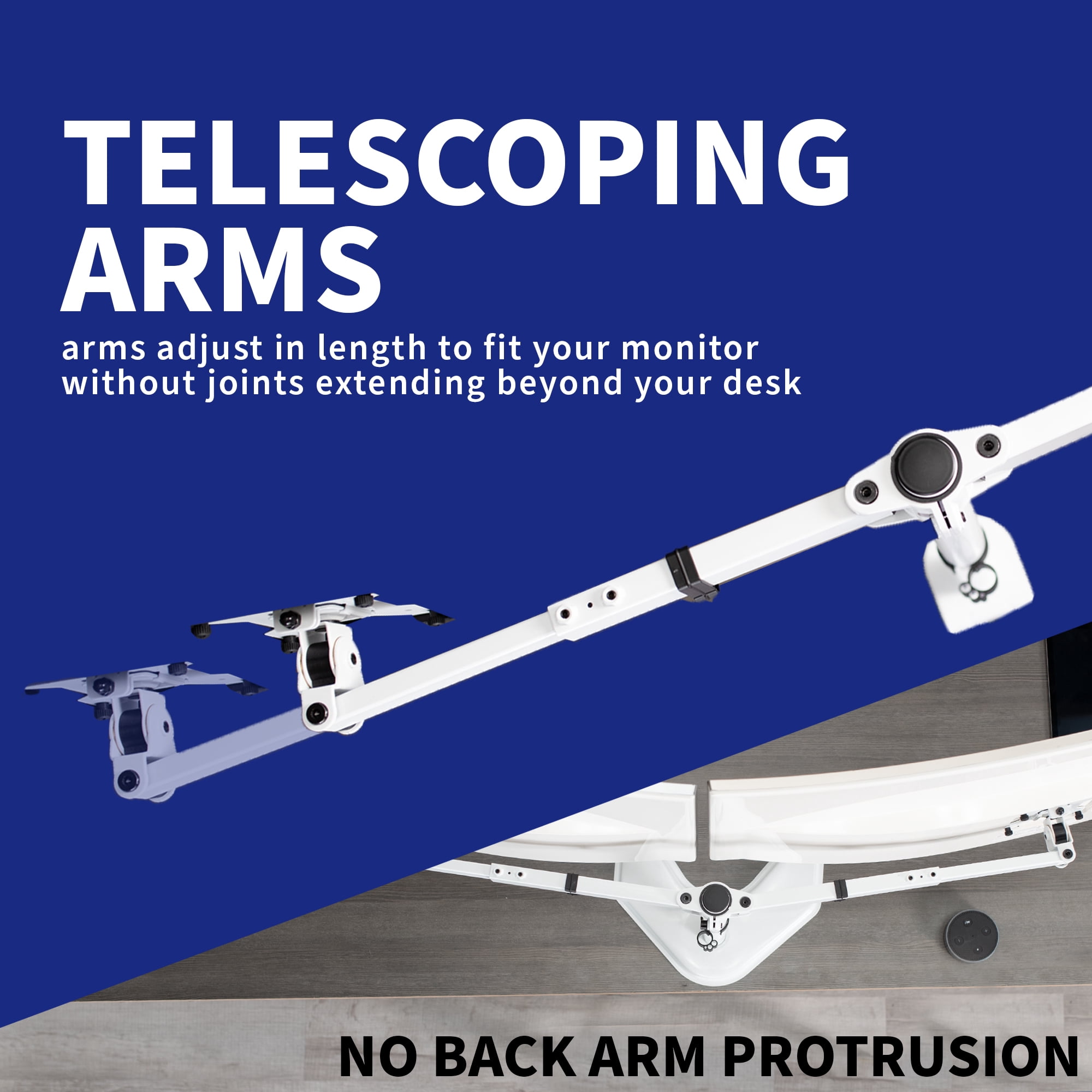 VIVO White Telescoping Dual Ultrawide 27" to 38" Monitor Freestanding Desk Stand